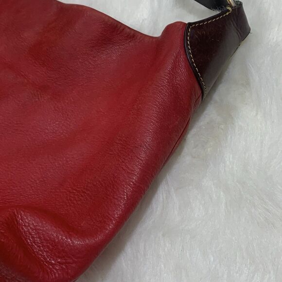 Dooney and Bourke Red Leather Large O Ring Calf Leather Hobo Purse - Picture 15 of 16
